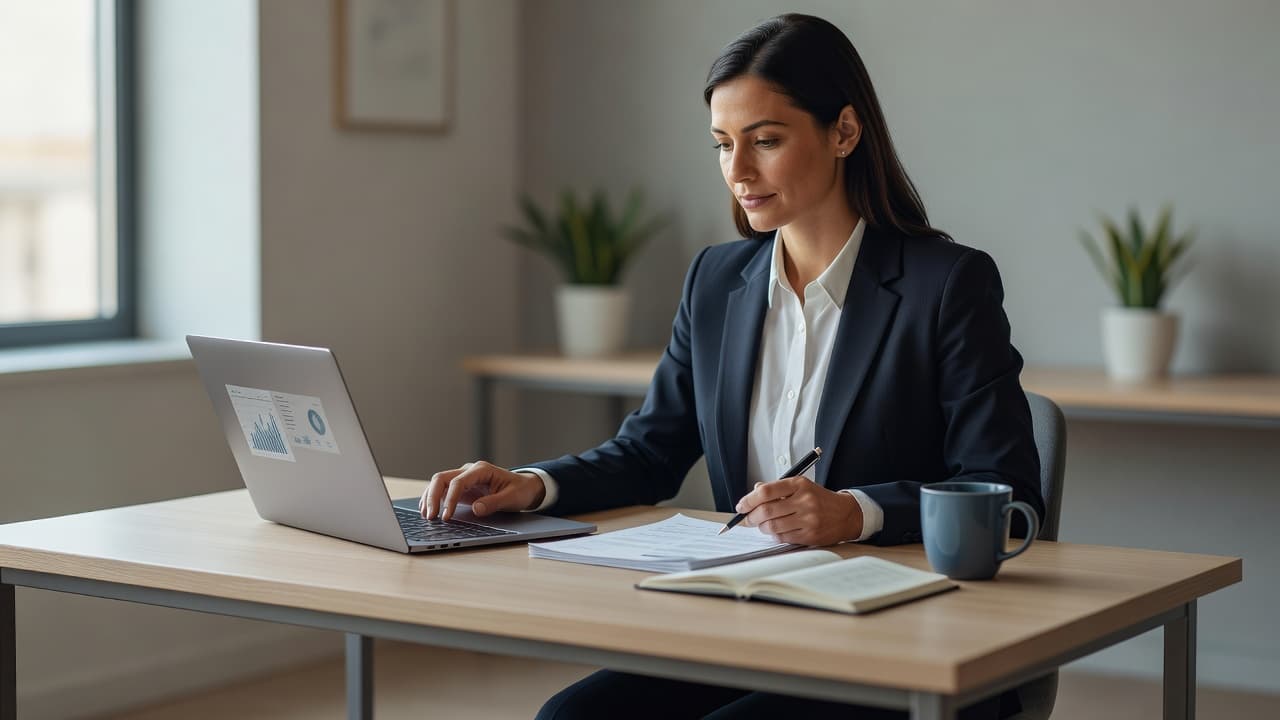 A professional editorial scene illustrating "How to Invoice International Clients as a US Freelancer" — a freelancer or 