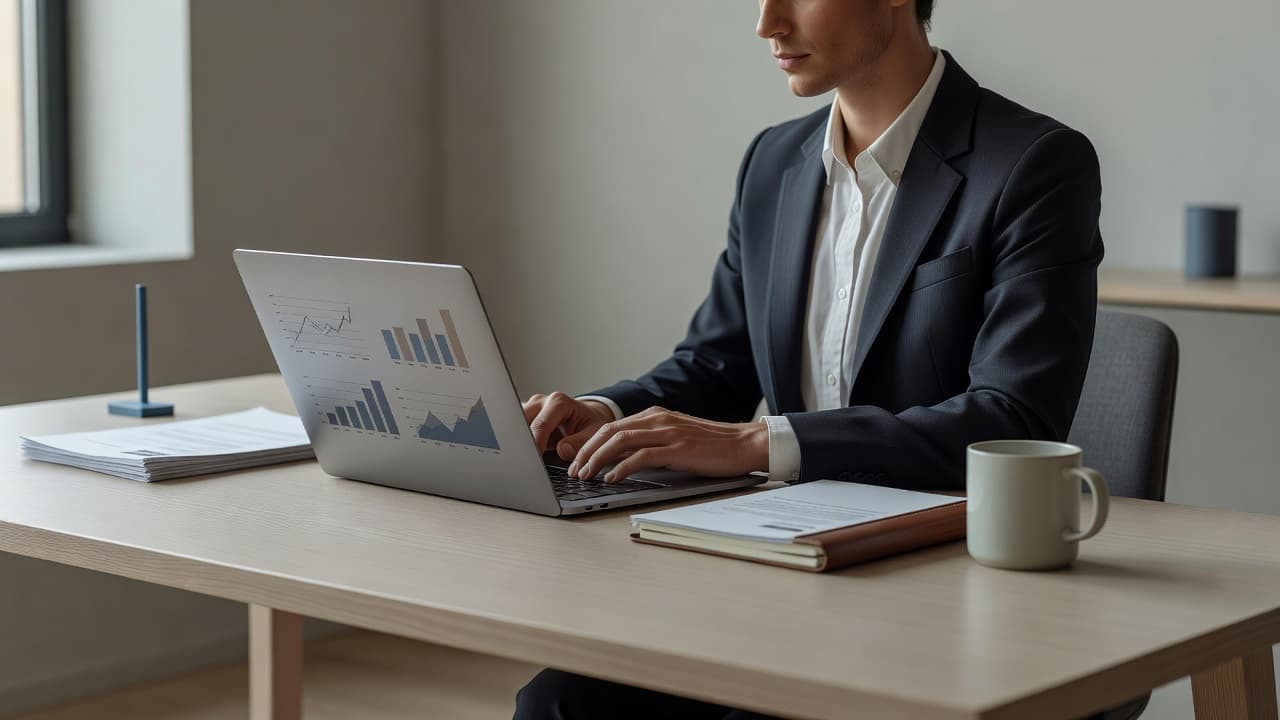 A professional editorial scene illustrating "QuickBooks Alternative for Freelancers" — a freelancer or small-business ow
